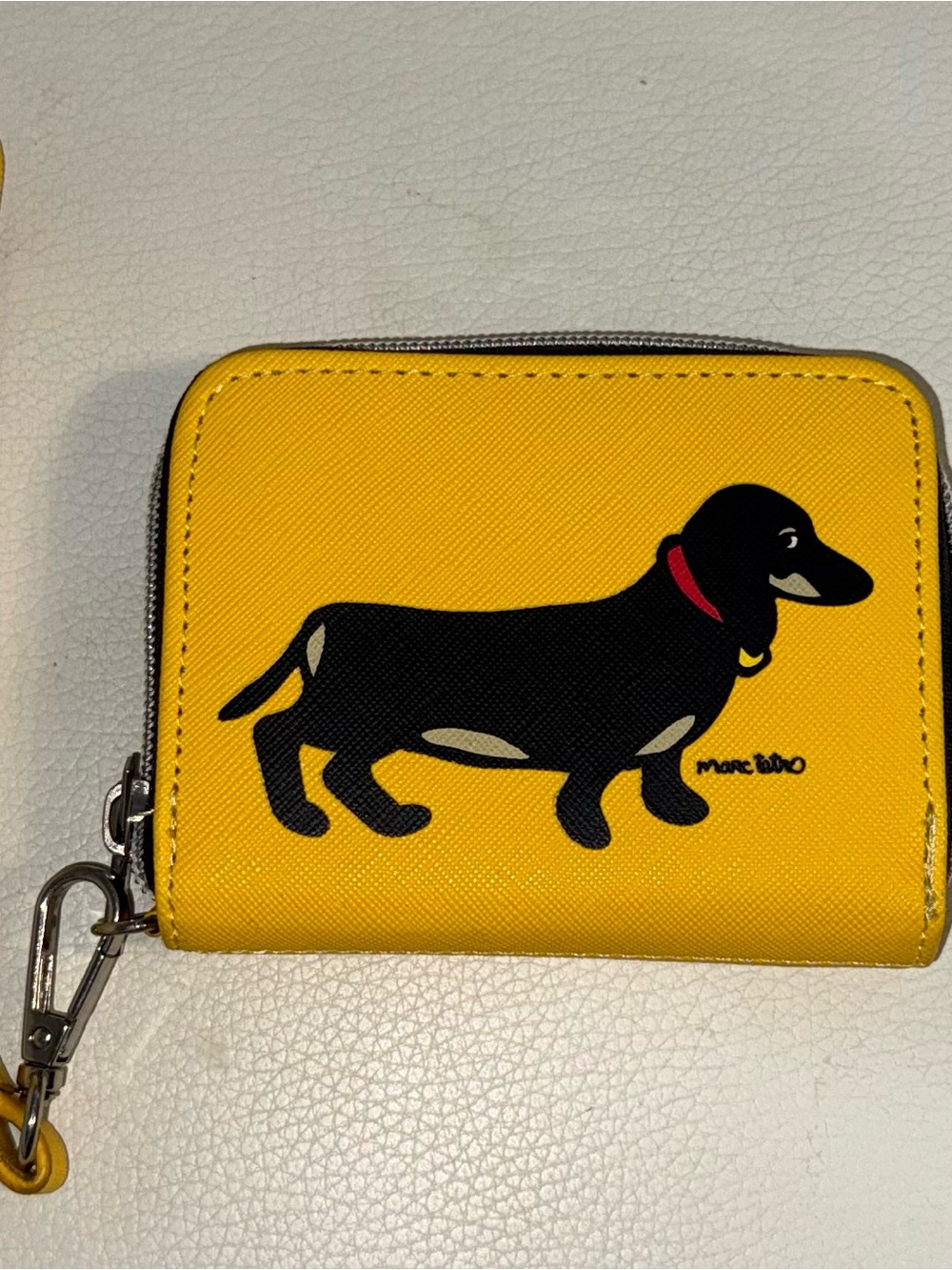 Yellow Dachshund Zip Pouch with Clip by Marc Tetro